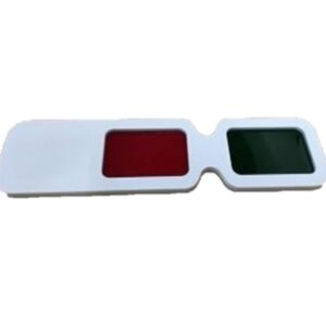 Fotografía en color sobre fondo blanco de suplemento gafa rojo/verde para pantalla optotipos