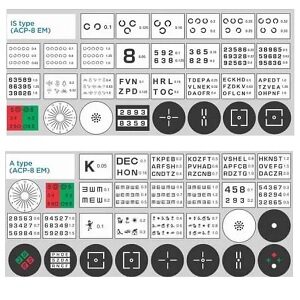 Fotografía de gráficos para pruebas oftalmologicas del proyector optotipos Topcon ACP-8