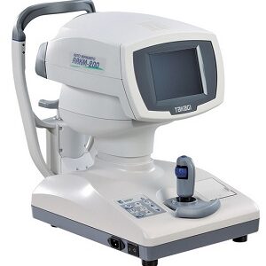fotografía en fondo blanco de autorefractometro para la medición del diámetro de la córnea y la pupila