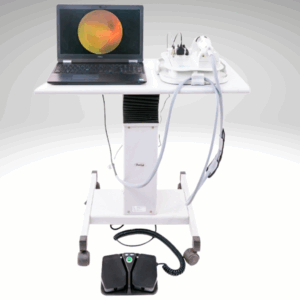 Fotografía en color sobre fondo gris de retinografo neo